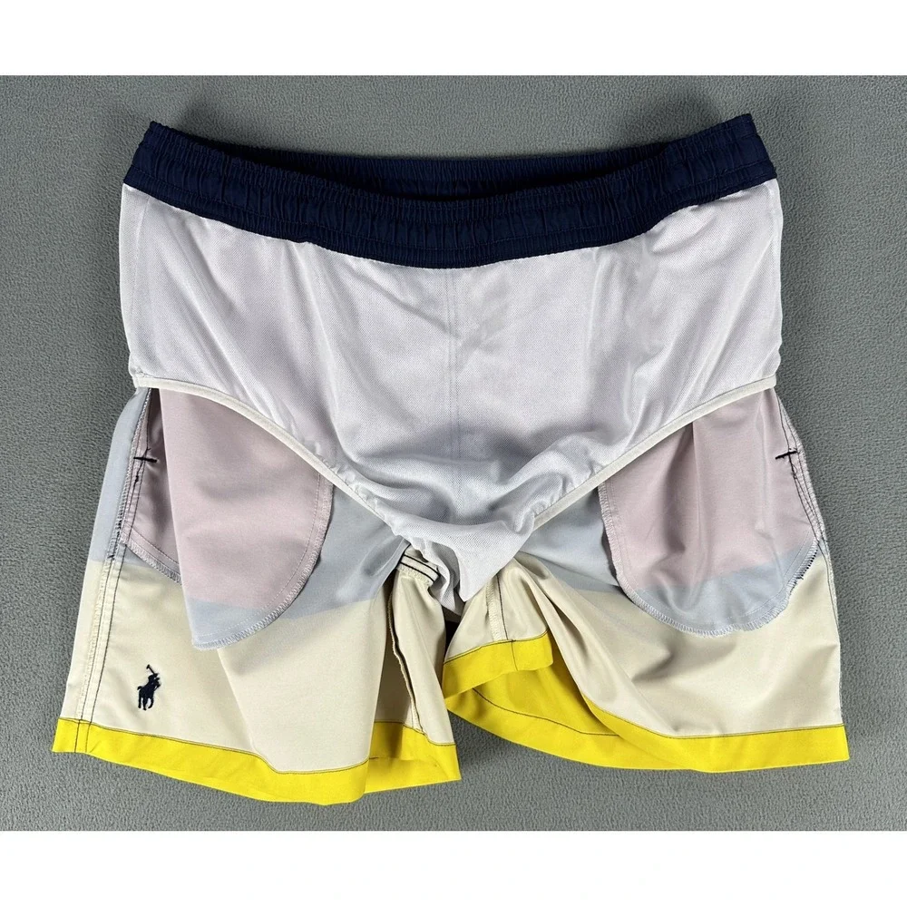 Polo Ralph Lauren Swim Trunks Shorts Large Blue Yellow Beach Volleyball Colorful
